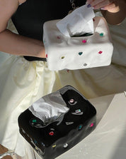 Handmade Ceramic Gemstone Tissue Box Cover - Gemstone Tissue Box Cover - White - INSPECIAL HOME