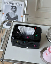 Handmade Ceramic Gemstone Tissue Box Cover - Gemstone Tissue Box Cover - White - INSPECIAL HOME