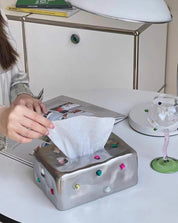 Handmade Ceramic Gemstone Tissue Box Cover - Gemstone Tissue Box Cover - Titanium - INSPECIAL HOME