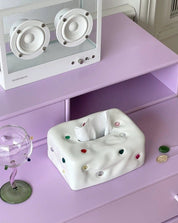 Handmade Ceramic Gemstone Tissue Box Cover - Gemstone Tissue Box Cover - Titanium - INSPECIAL HOME