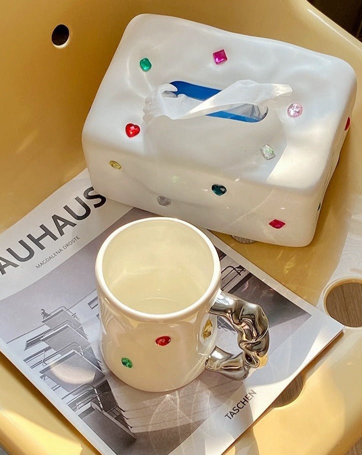Handmade Ceramic Gemstone Tissue Box Cover - Gemstone Tissue Box Cover - Titanium - INSPECIAL HOME