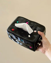 Handmade Ceramic Gemstone Tissue Box Cover - Gemstone Tissue Box Cover - Black - INSPECIAL HOME