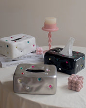 Handmade Ceramic Gemstone Tissue Box Cover - Gemstone Tissue Box Cover - Titanium - INSPECIAL HOME