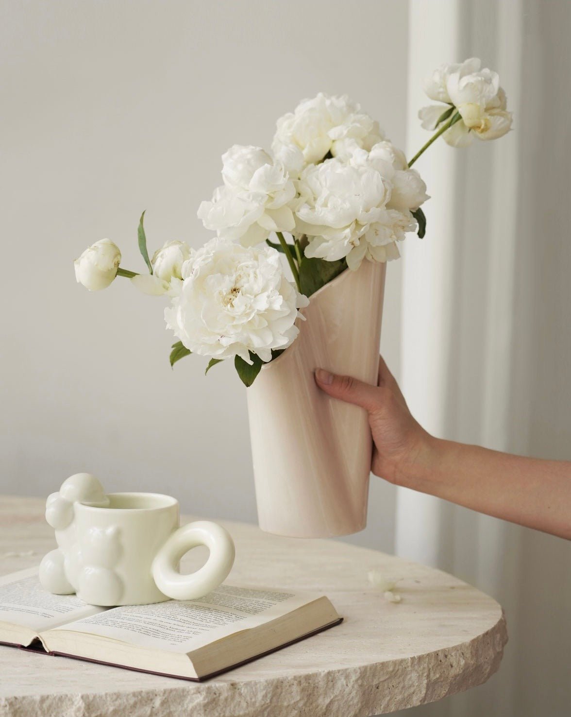 Handmade Ceramic Twins Vase | Nordic Style Vase - Nordic Style Ceramic Twins Vase - White - INSPECIAL HOME
