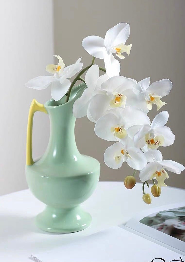 Handmade Medieval Style Ceramic Decorative Flower Vase - Glazed With Dopamine Colors - Vases - Medieval Style Ceramic Decorative Flower Vase-Mint - INSPECIAL HOME