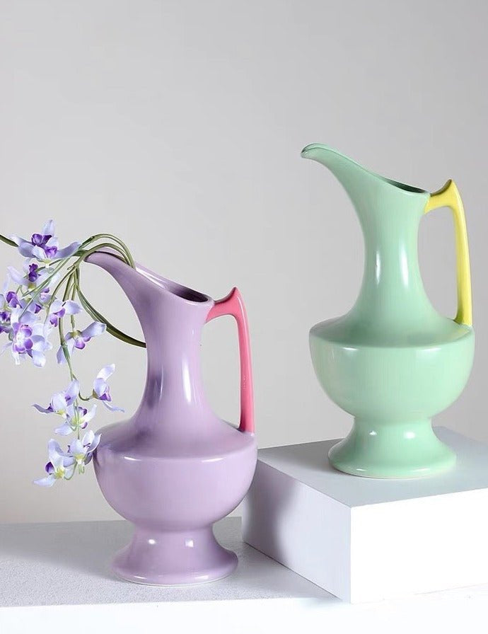 Handmade Medieval Style Ceramic Decorative Flower Vase - Glazed With Dopamine Colors - Vases - Medieval Style Ceramic Decorative Flower Vase-Lavender - INSPECIAL HOME