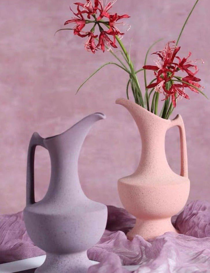 Handmade Medieval Style Ceramic Decorative Flower Vase with Matte Finish - Medieval Style Ceramic Decorative Flower Vase with Matte Finish-Lavender - INSPECIAL HOME