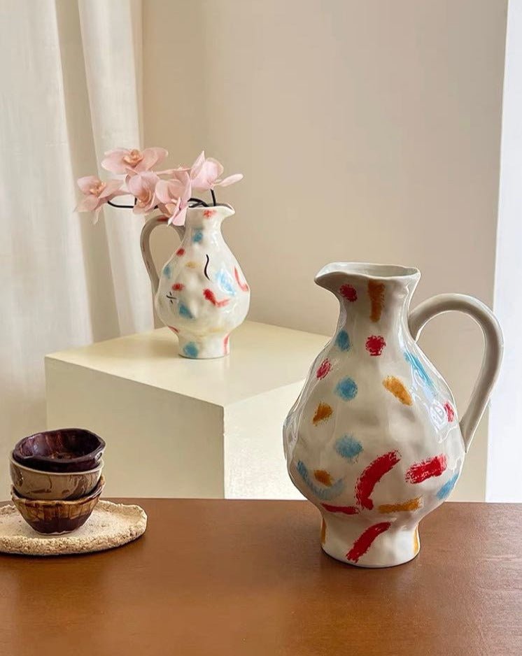Handmade Nordic Style Pottery Jug Vase - Handmade Nordic Style Pottery Jug Vase - INSPECIAL HOME