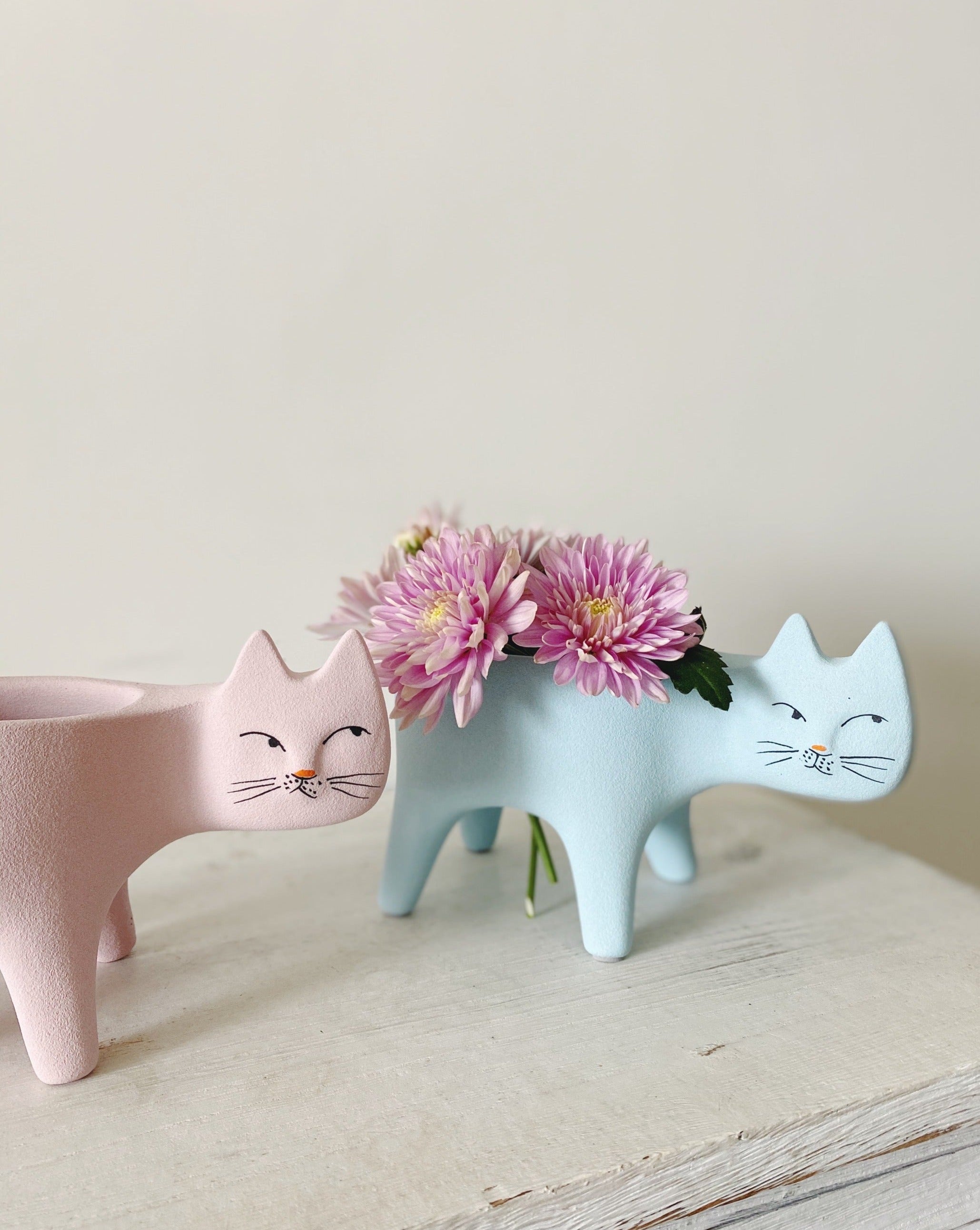 Handmade Pottery Cute Kitty Planters - Unique Planters for Indoor, Outdoor & Front Yard Garden - Handmade Pottery Cute Kitty Planters - Pink - INSPECIAL HOME