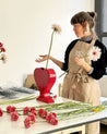Handmade Ceramic Retro Heart-Shaped Flower Vase - Decorative Pottery Vase - Handmade Heart Shape Pottery Vase - Red - INSPECIAL HOME
