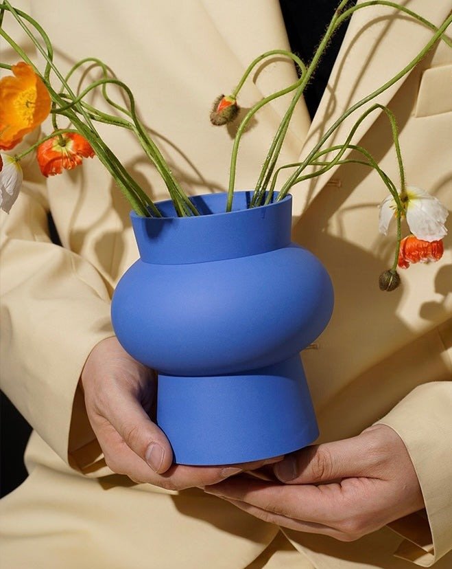 Klein Blue Modern Ceramic Vase - Handcrafted Unique Decorative Vase for Home & Office - Klein Blue Modern Ceramic Vase - INSPECIAL HOME