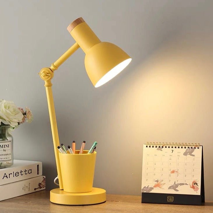 Modern Metal Desk Lamp with Pen Holder - Modern Metal Desk Lamp with Pen Holder - Yellow - INSPECIAL HOME