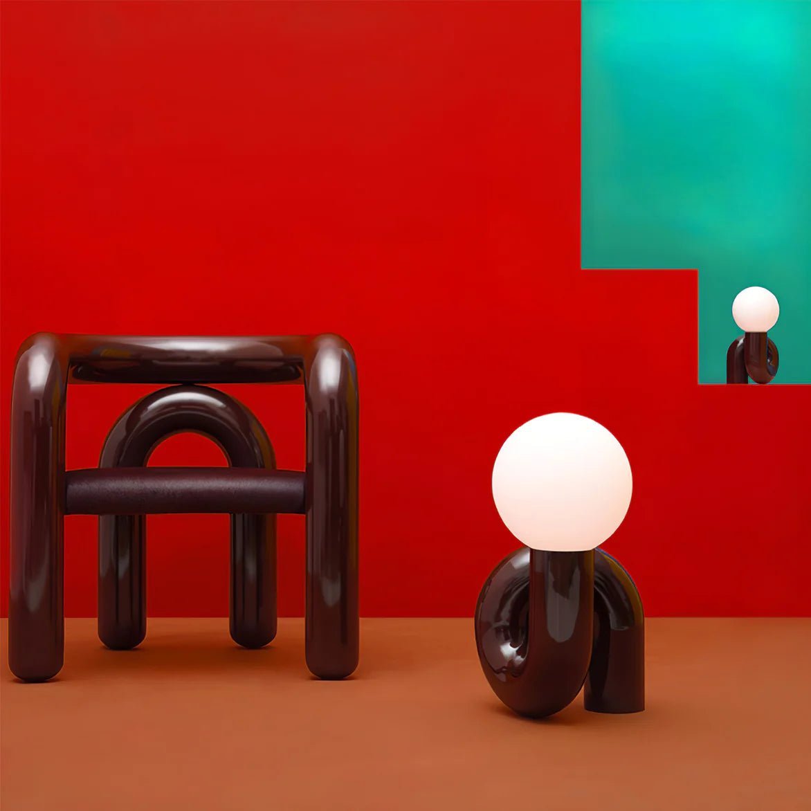 Modern Spiral Bedside Table Lamp - Quirky Whimsical Desk Lamp - Night Lights & Ambient Lighting - Spiral Bedside Table Lamp - Cherry - Petite Friture