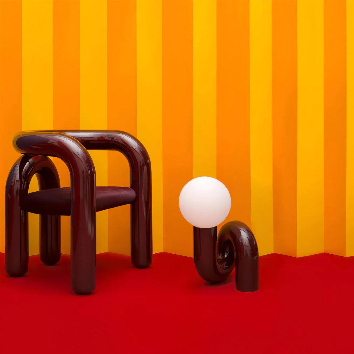 Modern Spiral Bedside Table Lamp - Quirky Whimsical Desk Lamp - Night Lights & Ambient Lighting - Spiral Bedside Table Lamp - Cherry - Petite Friture