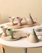 Morandi Ceramic Tea Set Gift Box - Nordic Handmade Cute Teapot & Tea Cups Set of 3 Pcs ( $26.6 Each ) - Coffee & Tea Cups - Morandi Ceramic Tea Set Gift Box-Taro - INSPECIAL HOME