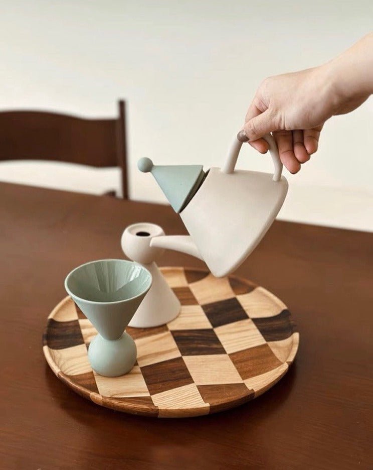 Morandi Ceramic Tea Set Gift Box - Nordic Handmade Cute Teapot & Tea Cups Set of 3 Pcs ( $26.6 Each ) - Coffee & Tea Cups - Morandi Ceramic Tea Set Gift Box-Taro - INSPECIAL HOME