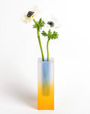 Modern Decorative Acrylic Multi-tone Pillar Vases | Designer Flower Vases - Multi - tone Acrylic Pillar Vase - Blue & Yellow - INSPECIAL HOME