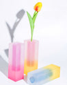Modern Decorative Acrylic Multi-tone Pillar Vases | Designer Flower Vases - Multi - tone Acrylic Pillar Vase - Pink & Yellow - INSPECIAL HOME