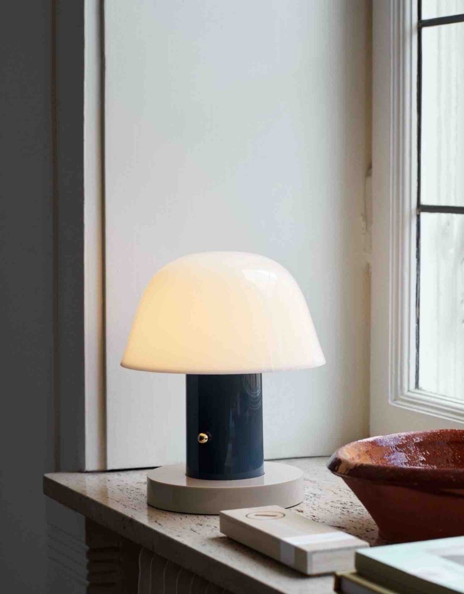 Nordic Cute Mushroom Setago Table Lamp - Dimmable Portable Quirky Nursery Light - Night Lights & Ambient Lighting - Nordic Cute Mushroom Table Lamp-Rust & Thunder - &Tradition