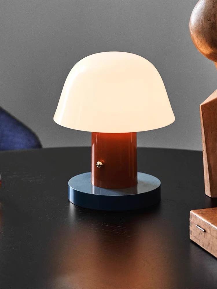 Nordic Cute Mushroom Setago Table Lamp - Dimmable Portable Quirky Nursery Light - Night Lights & Ambient Lighting - Nordic Cute Mushroom Table Lamp-Rust & Thunder - &Tradition