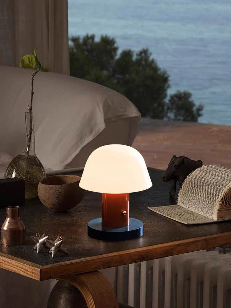Nordic Cute Mushroom Setago Table Lamp - Dimmable Portable Quirky Nursery Light - Night Lights & Ambient Lighting - Nordic Cute Mushroom Table Lamp-Rust & Thunder - &Tradition