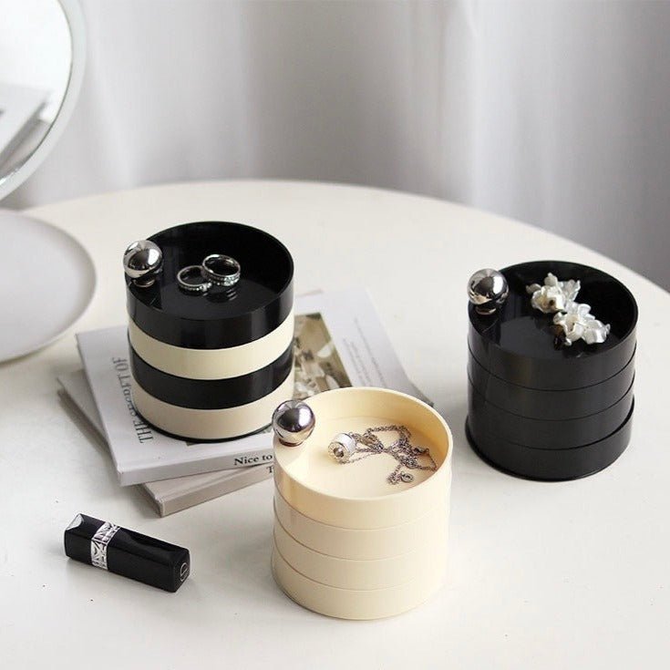Nordic Style Revolving Accessories Storage Box - Nordic Style Revolving Accessories Storage Box - Black & Ivory - INSPECIAL HOME