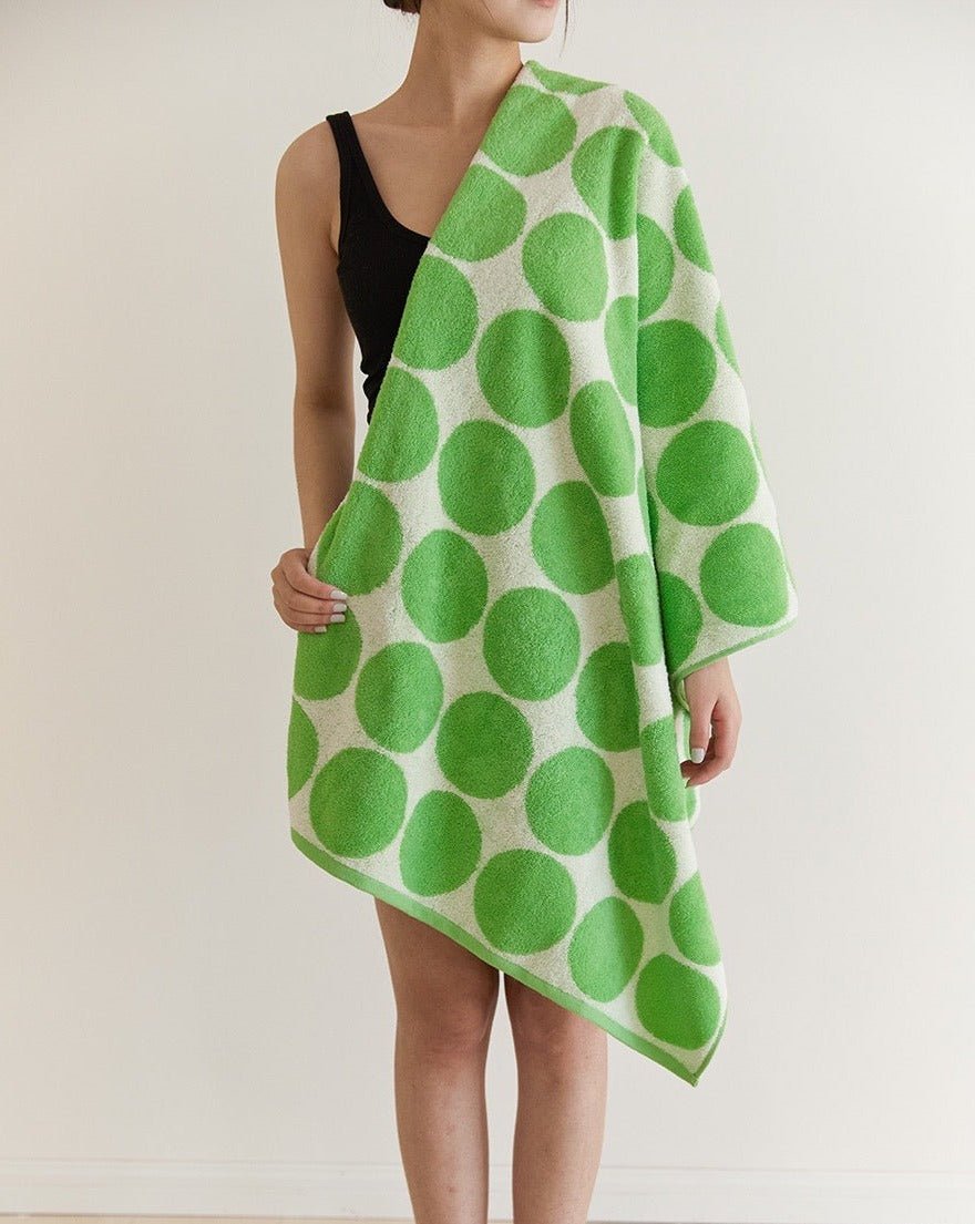 Organic Soft Green Polka Dot Bath ToweL - Green Polka Dot Bath Tower - Bath Towel - INSPECIAL HOME