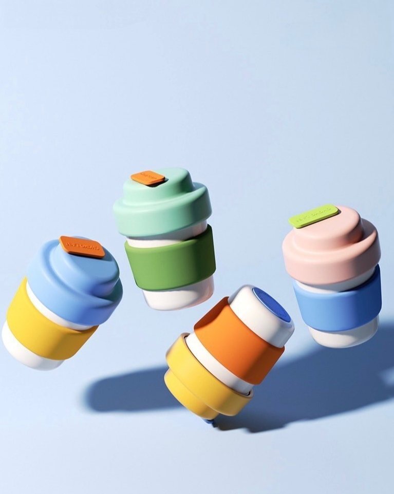 Gummies Vacuum Insulated Tumbler Coffee Mug with Lid - Rainbow Vacuum Insulated Tumbler - Pink & Blue - INSPECIAL HOME
