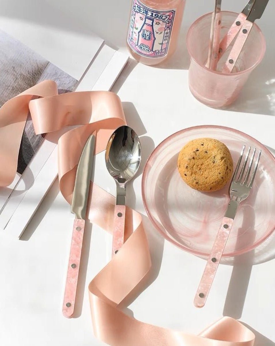 Set of 10 Sleek Modern Pinky Elegant Salt Lake Flatware Cutlery Silverware Set - Flatware Sets - 10-Pcs Sleek Modern Pinky Flatware Set - INSPECIAL HOME