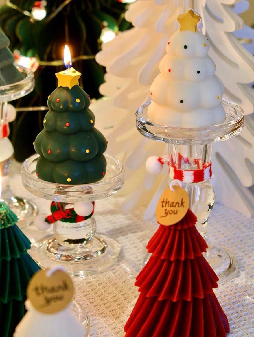 Set of 2 Pcs Cute Christmas Candle Holders - Ornament Decor for Table Setting Tablescape - Cute Christmas Candle Holders - INSPECIAL HOME