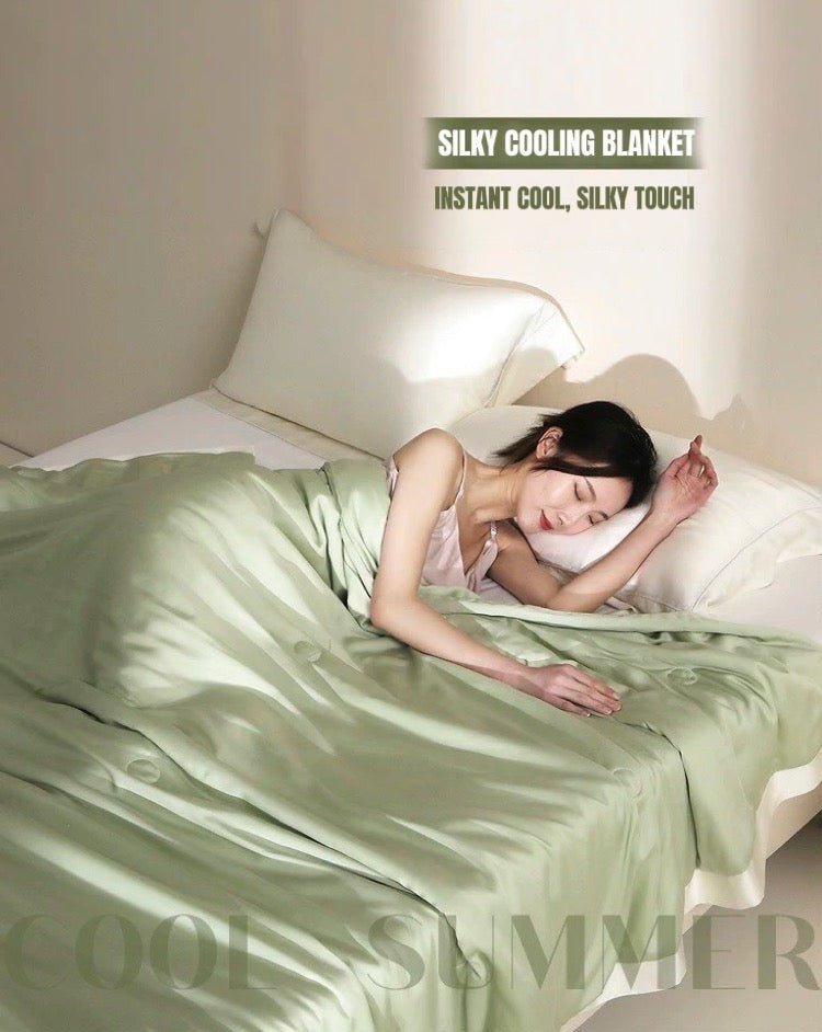 Silky Bamboo Fiber Cooling Blanket Duvet for Hot Sleepers & Night Sweats - Premium Silky Bamboo Fiber Cooling Blanket Duvet for Hot Sleepers - Green - INSPECIAL HOME