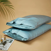 Silky Gift Box: 6A Grade 100% Organic Mulberry Silk Pillowcase Set of 2 Pcs - 30 Momme, Pure Silk on Both Sides - 6A Grade Organic Mulberry Silk Pillowcase-Mist Blue - INSPECIAL HOME