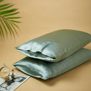 Silky Gift Box: 6A Grade 100% Organic Mulberry Silk Pillowcase Set of 2 Pcs - 30 Momme, Pure Silk on Both Sides - 6A Grade Organic Mulberry Silk Pillowcase-Sage Green - INSPECIAL HOME
