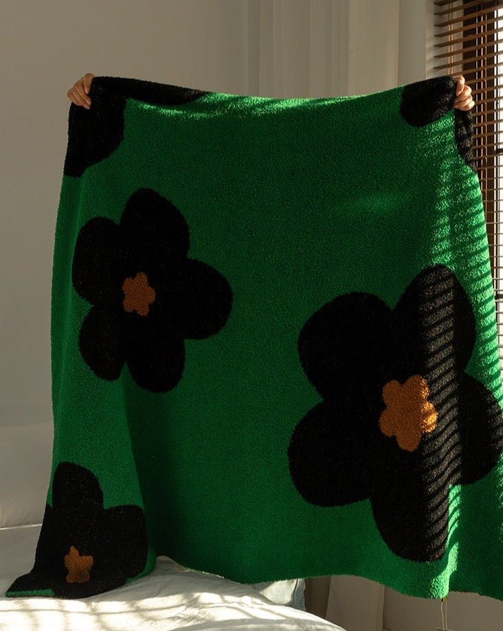 Ultra Soft Microfiber Sunflower Pattern Throw Blanket - Ultra Soft Microfiber Sunflower Pattern Throw Blanket - Emerald Green - INSPECIAL HOME