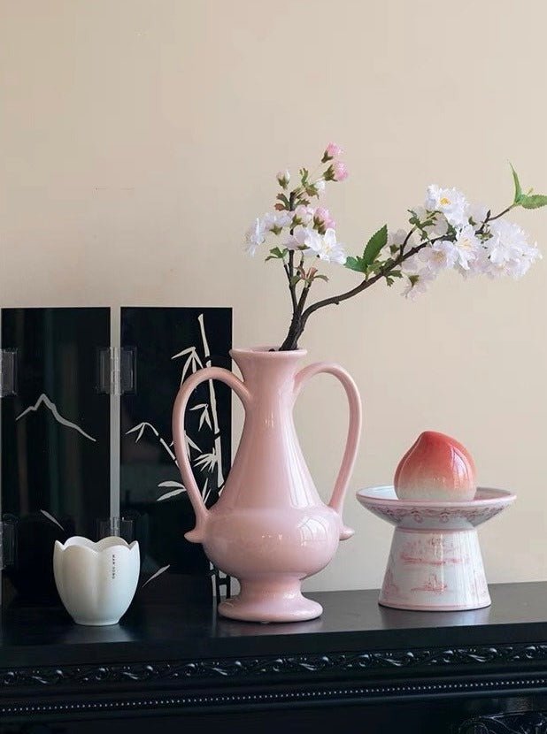 Vintage Dual-Handled Ceramic Vase - Vintage Dual-Handled Ceramic Vase-Jade - INSPECIAL HOME