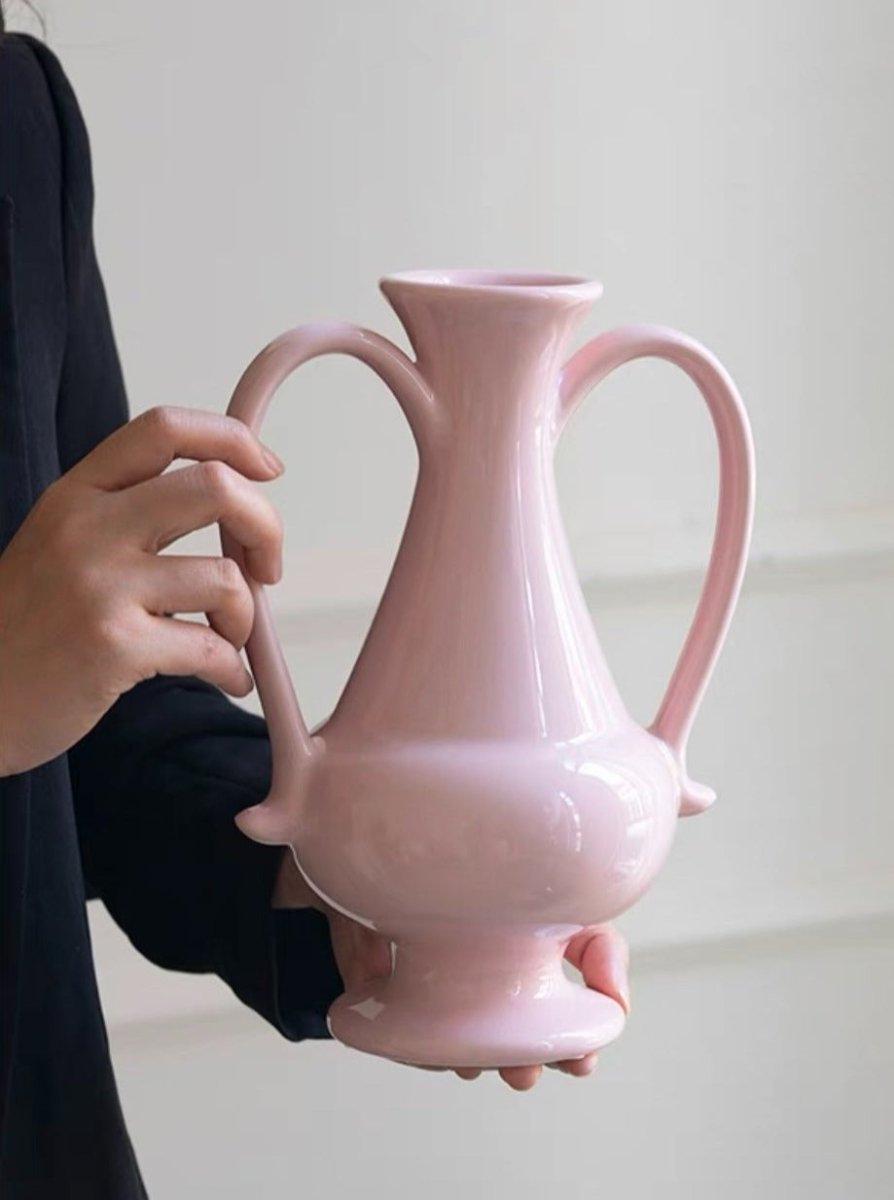 Vintage Dual-Handled Ceramic Vase - Vintage Dual-Handled Ceramic Vase-Pink - INSPECIAL HOME