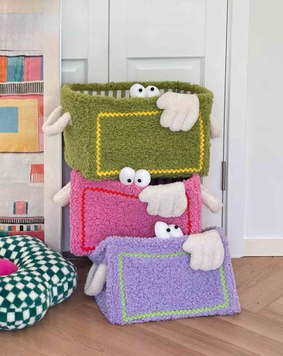 Whimsical Eclectic Big Eyes Plush Cute Laundry Storage Baskets - Laundry Bag for Kids Children - Big Eyes Plush Cute Laundry Storage Baskets-Strawberries - INSPECIAL HOME