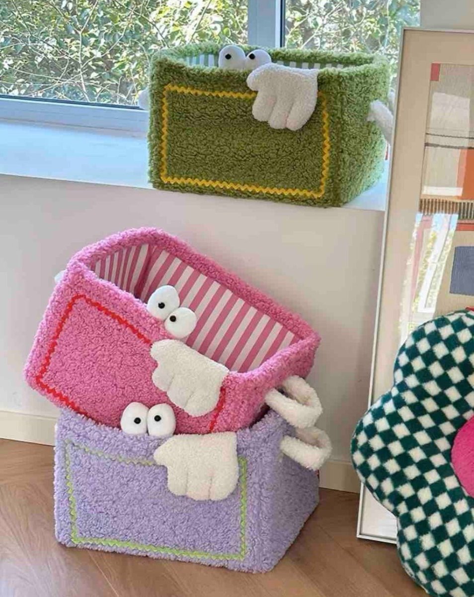 Whimsical Eclectic Big Eyes Plush Cute Laundry Storage Baskets - Laundry Bag for Kids Children - Big Eyes Plush Cute Laundry Storage Baskets-Strawberries - INSPECIAL HOME