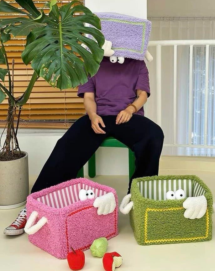 Whimsical Eclectic Big Eyes Plush Cute Laundry Storage Baskets - Laundry Bag for Kids Children - Big Eyes Plush Cute Laundry Storage Baskets-Strawberries - INSPECIAL HOME