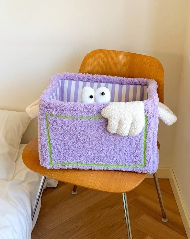 Whimsical Eclectic Big Eyes Plush Cute Laundry Storage Baskets - Laundry Bag for Kids Children - Big Eyes Plush Cute Laundry Storage Baskets-Eggplants - INSPECIAL HOME
