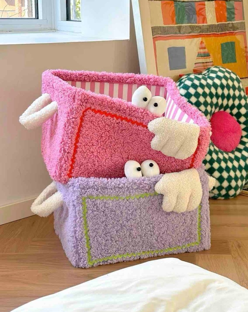 Whimsical Eclectic Big Eyes Plush Cute Laundry Storage Baskets - Laundry Bag for Kids Children - Big Eyes Plush Cute Laundry Storage Baskets-Strawberries - INSPECIAL HOME